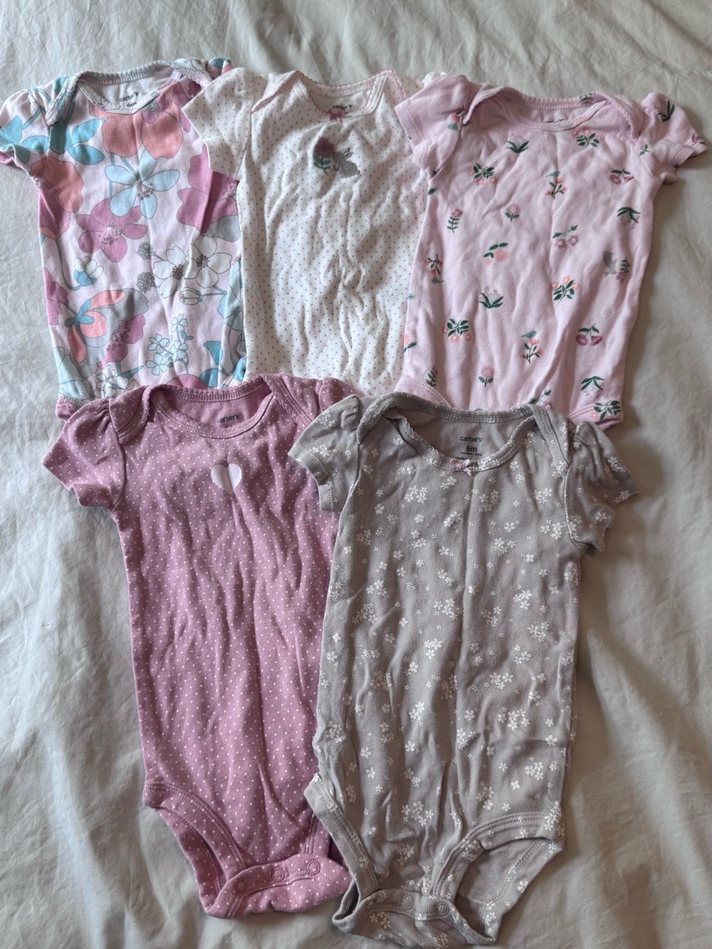 Carter’s Baby Girls Short-Sleeve Onesie Bundle in Pink, Mauve & Gray